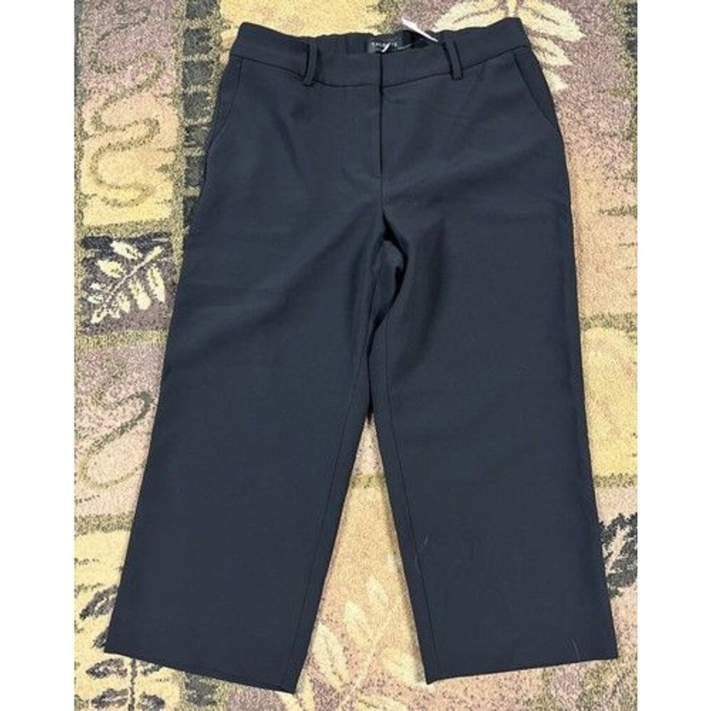 New Talbots 8 Petite Black Dress Pants Straight Leg Zip Button Elastic CA#23147